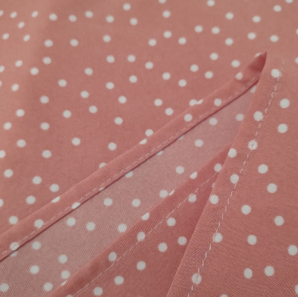 Pink with white dots, flutter sleeved, keyhole neck blouse. XL (14) NWOT - Picture 6 of 7
